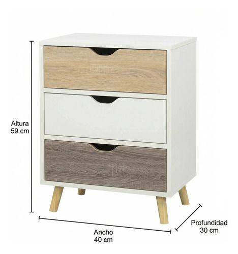Velador 3 Niveles Con Cajones Homer Design 40*30*59 Blanco-2