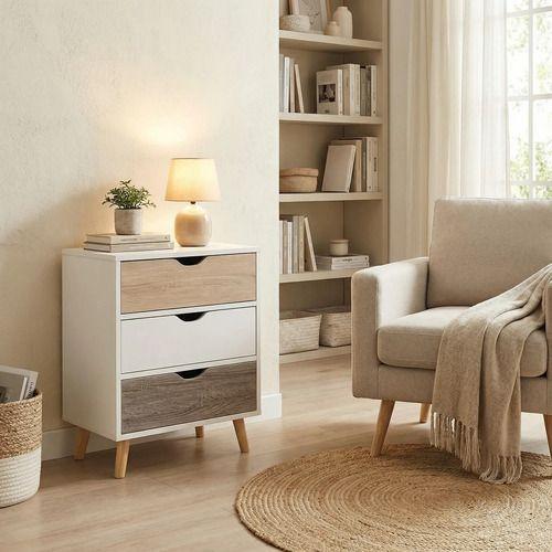 Velador 3 Niveles Con Cajones Homer Design 40*30*59 Blanco-4