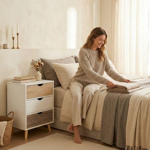 Velador 3 Niveles Con Cajones Homer Design 40*30*59 Blanco-6