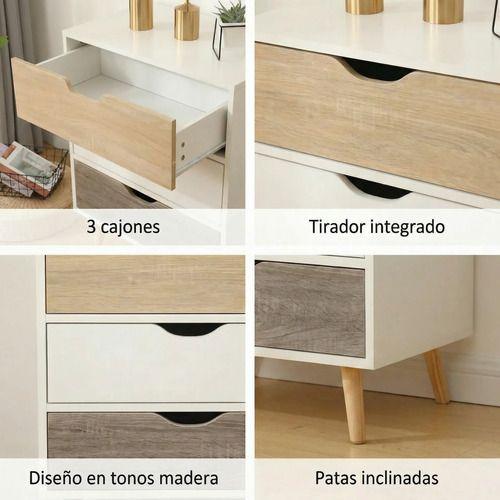 Velador 3 Niveles Con Cajones Homer Design 40*30*59 Blanco-3
