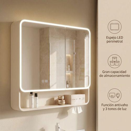 Botiquín Baño Hecho Por Panel Alumunio Con Luz Y Antivaho A Beige-1