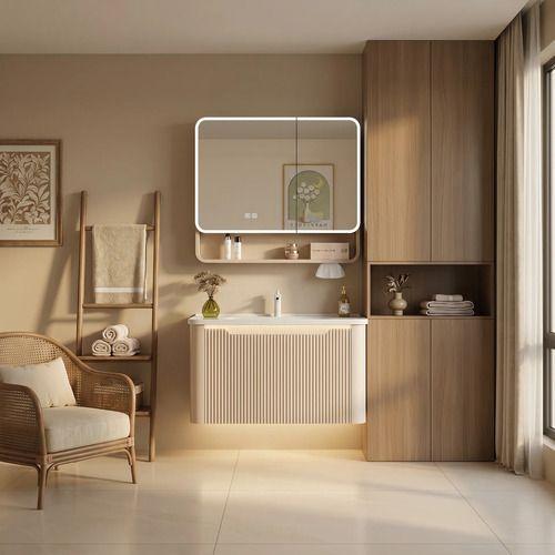 Botiquín Baño Hecho Por Panel Alumunio Con Luz Y Antivaho A Beige-7