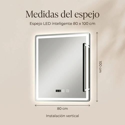Espejo Inteligente Con Luz Led Tactil Para Baño 80x100cm Transparente-2