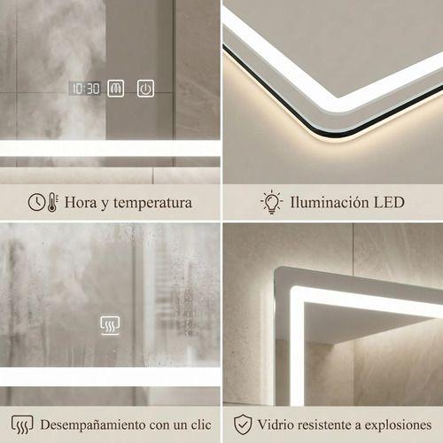 Espejo Inteligente Con Luz Led Tactil Para Baño 80x100cm Transparente-3