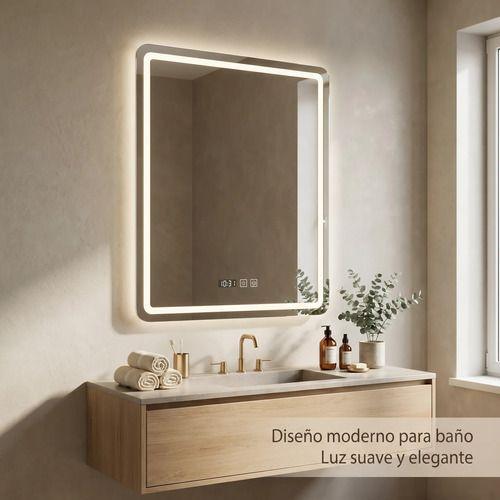 Espejo Inteligente Con Luz Led Tactil Para Baño 80x100cm Transparente-4