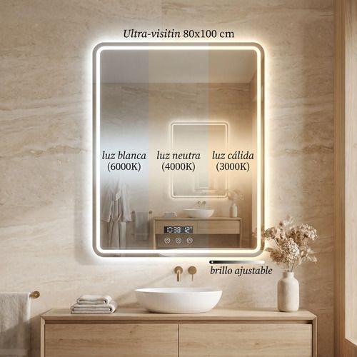 Espejo Inteligente Con Luz Led Tactil Para Baño 80x100cm Transparente-5