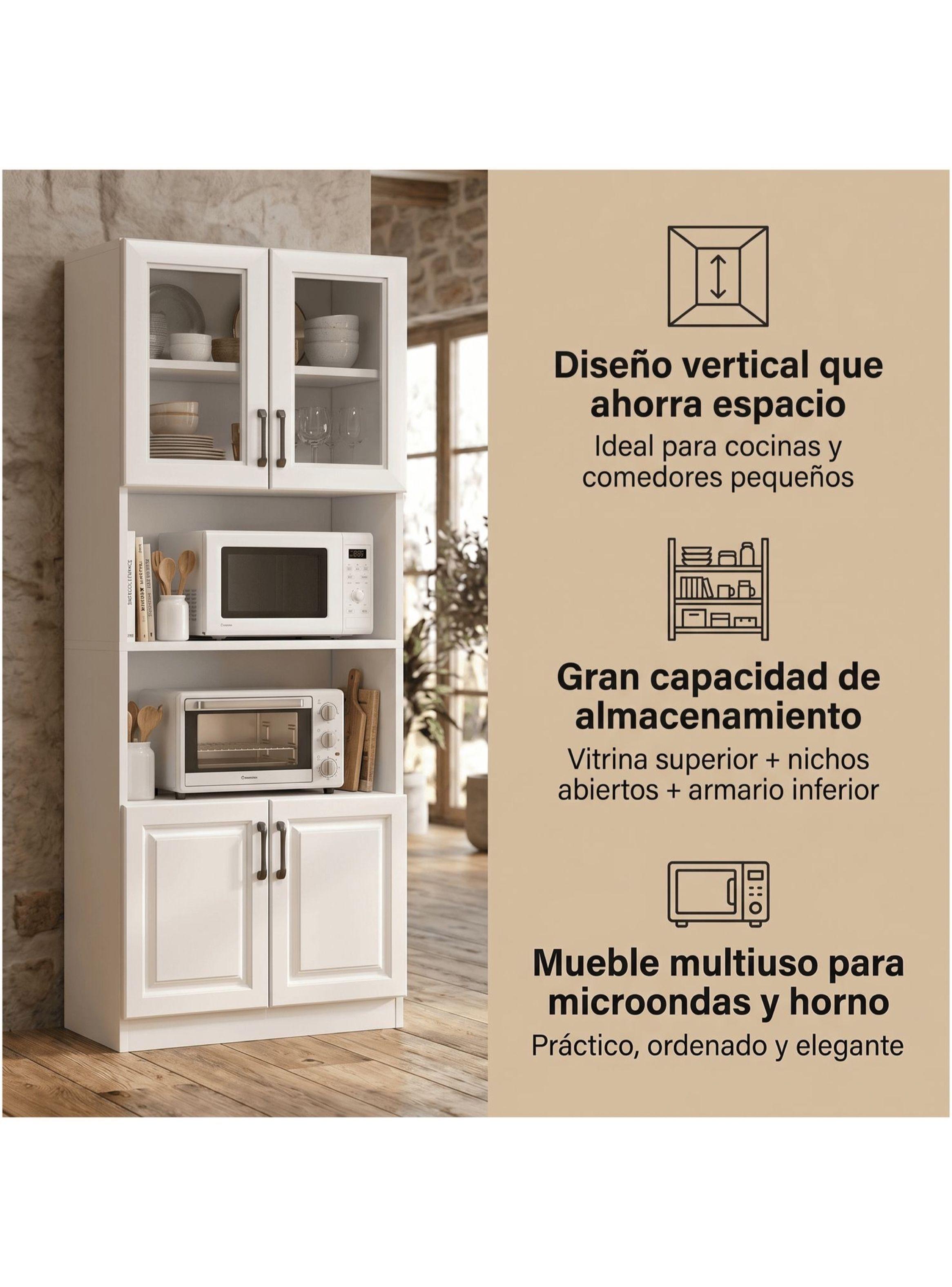 Mueble De Cocina De Pata Multifuncional 60x35x176cm Color Blanco-1