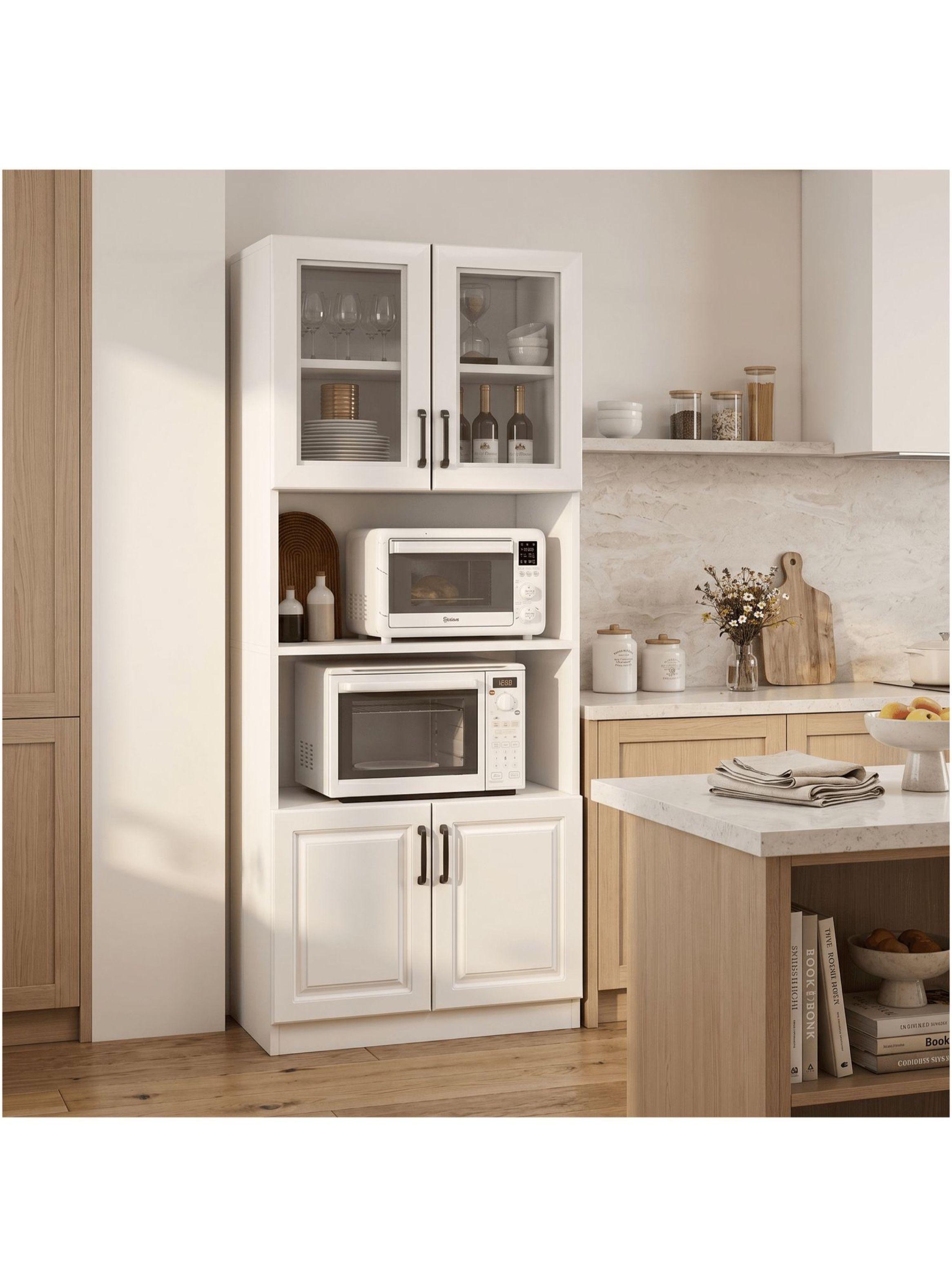 Mueble De Cocina De Pata Multifuncional 60x35x176cm Color Blanco-5