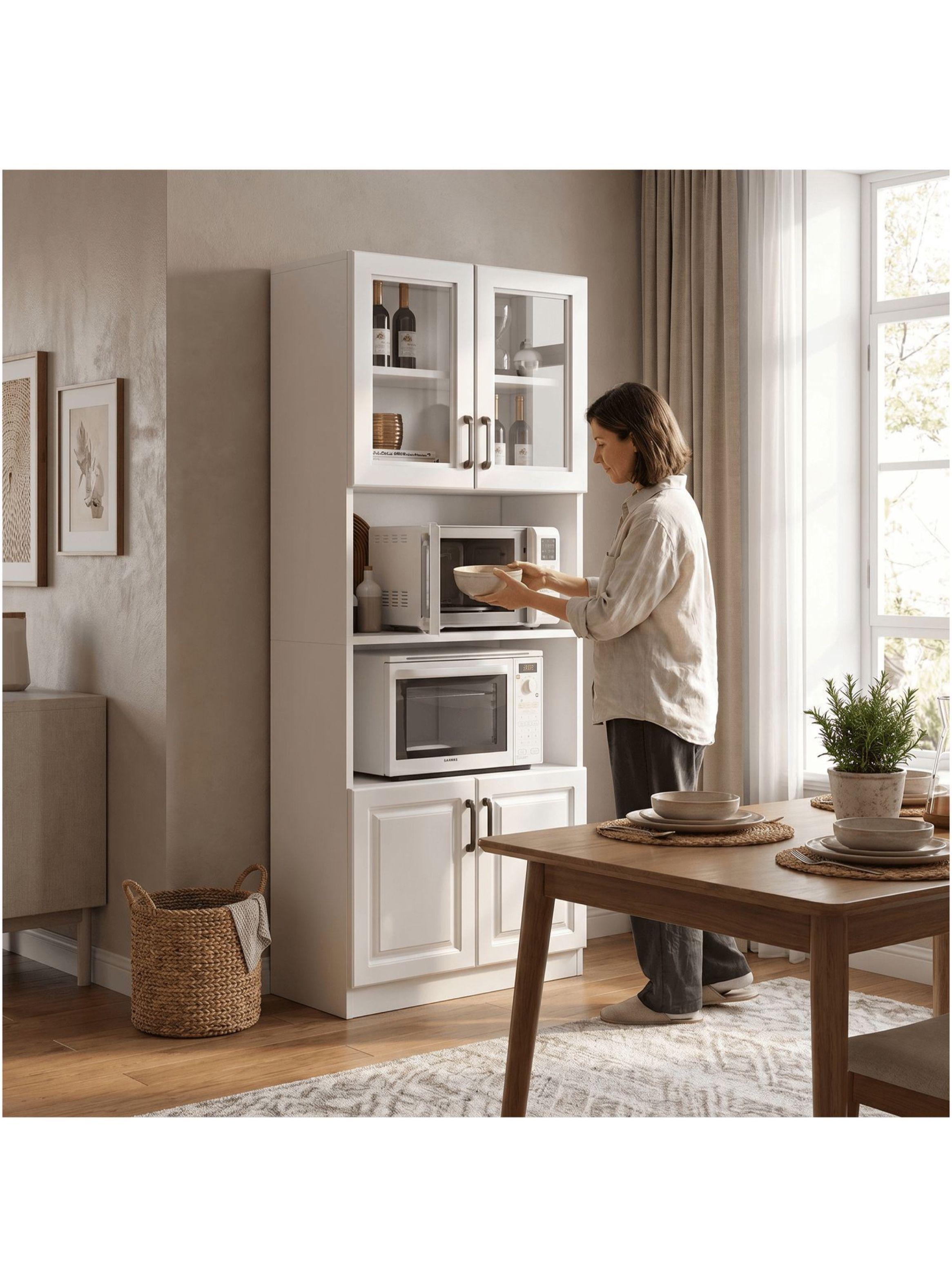 Mueble De Cocina De Pata Multifuncional 60x35x176cm Color Blanco-6