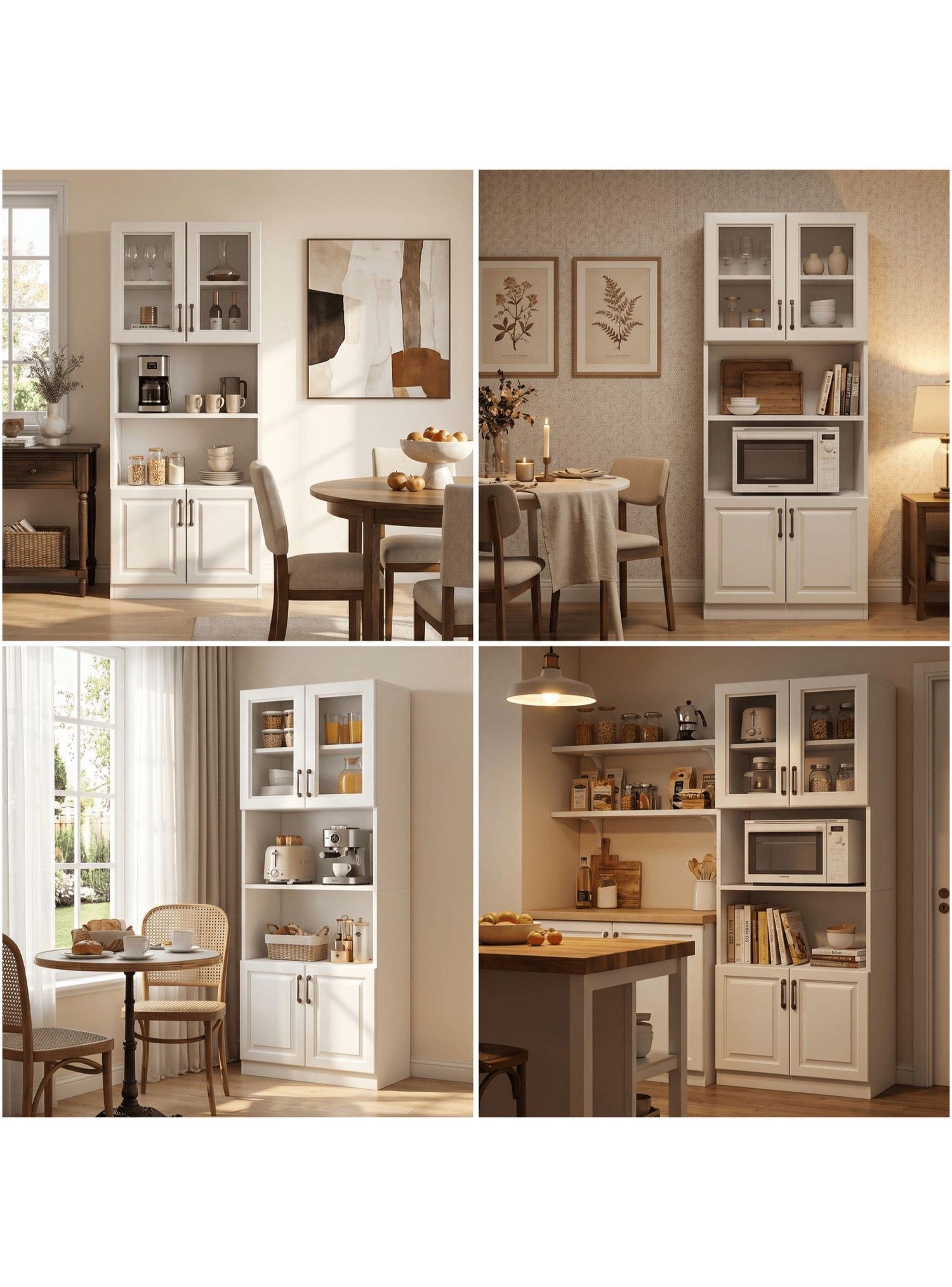 Mueble De Cocina De Pata Multifuncional 60x35x176cm Color Blanco-7