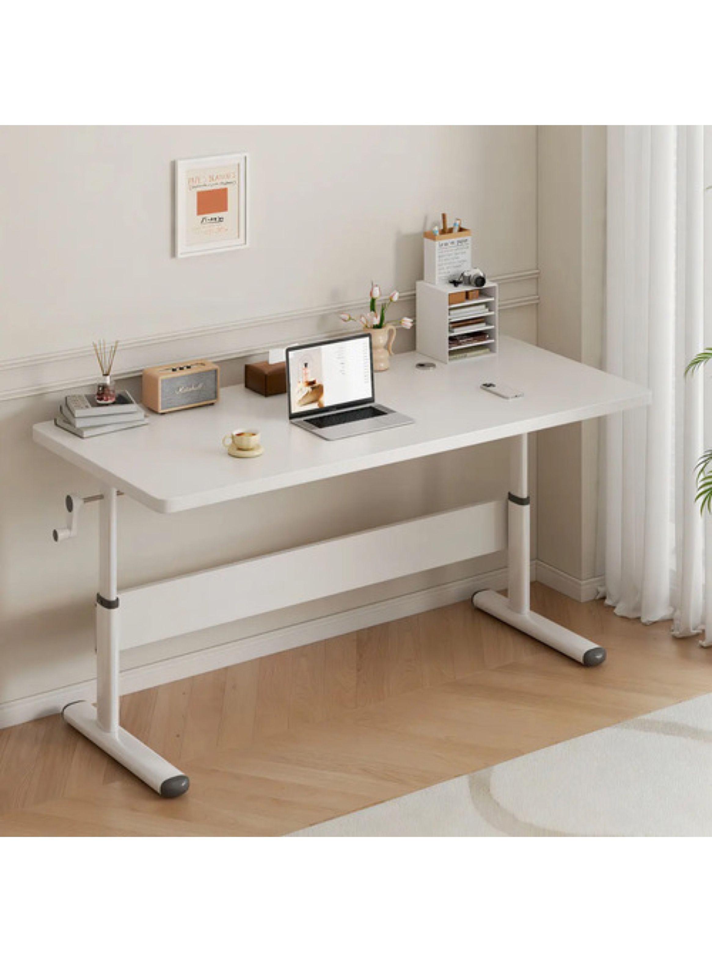 Escritorio Gamer Altura Ajustable Manual Homer Design 140cmx 89cm X60cm Color Blanco Instalacion Fa-0