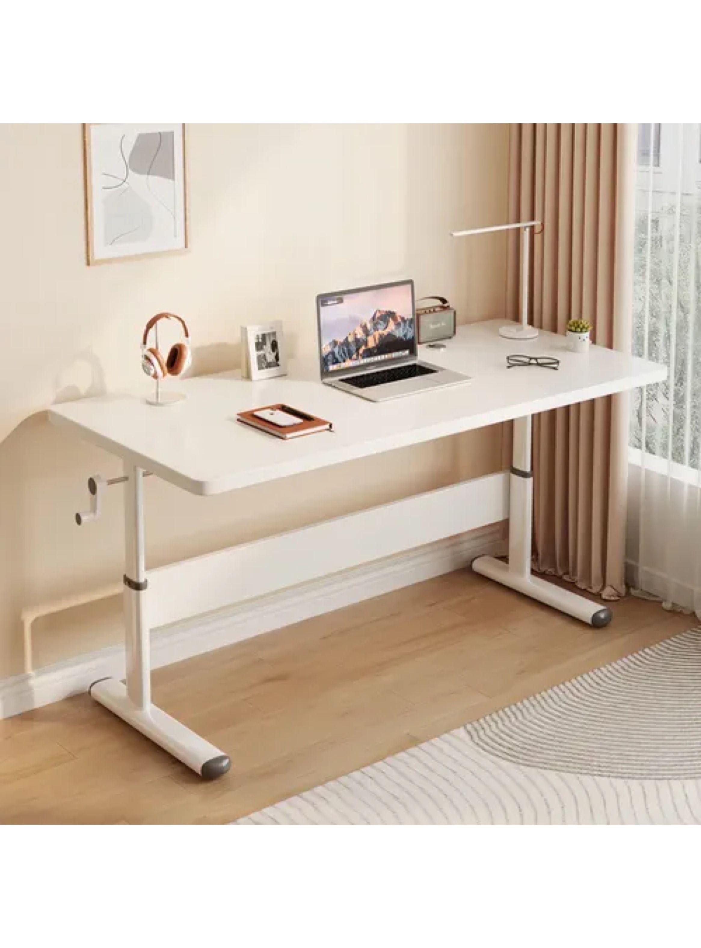 Escritorio Gamer Altura Ajustable Manual Homer Design 140cmx 89cm X60cm Color Blanco Instalacion Fa-2