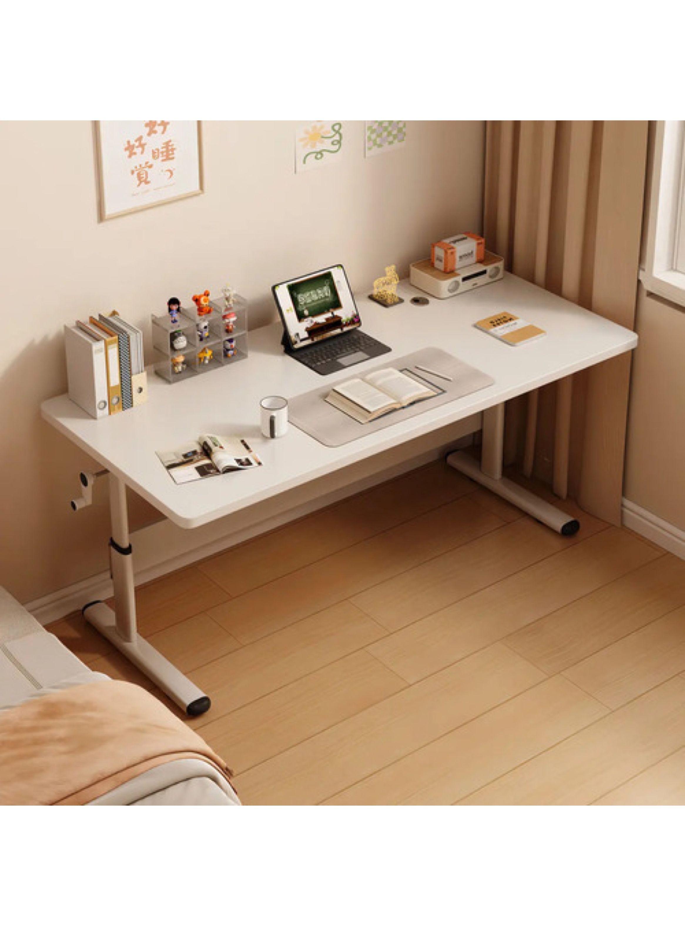 Escritorio Gamer Altura Ajustable Manual Homer Design 140cmx 89cm X60cm Color Blanco Instalacion Fa-3
