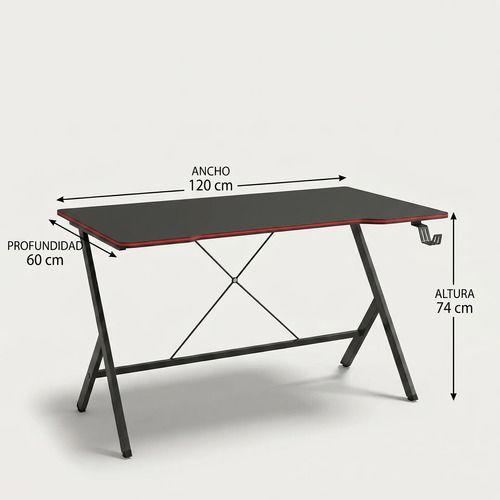 Escritorio Gamer 120x60x74cm Base Acero Cubierta Melamina Madera-2