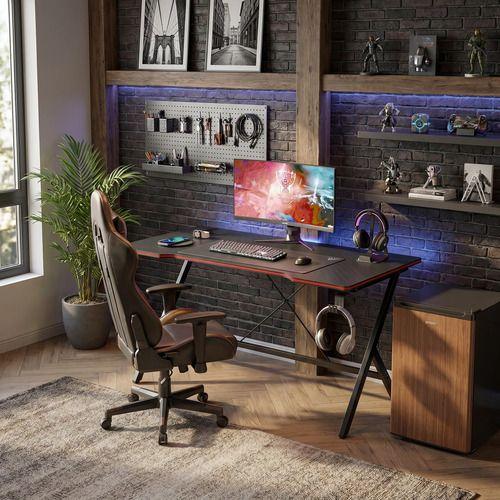 Escritorio Gamer 120x60x74cm Base Acero Cubierta Melamina Madera-4