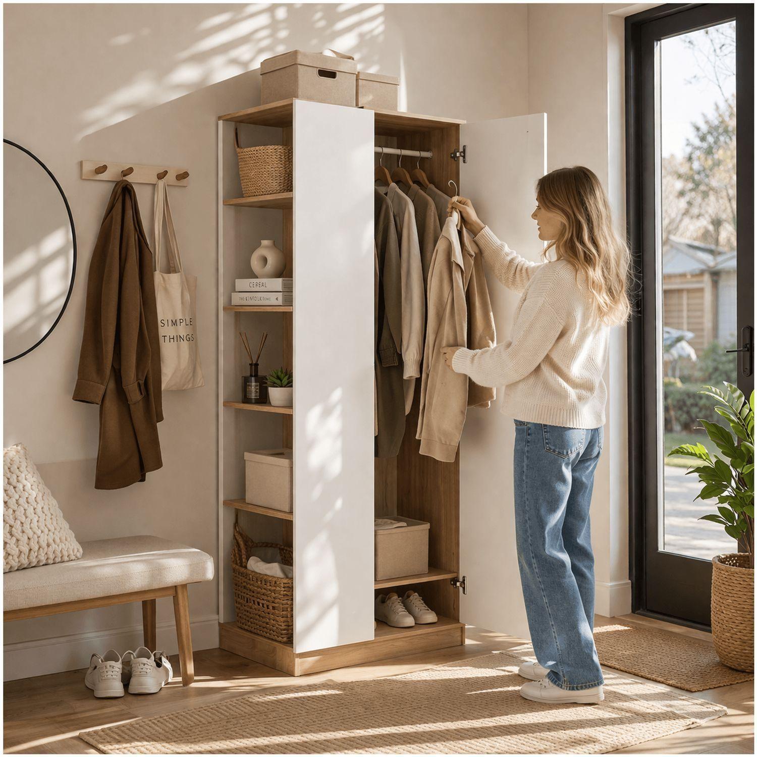 Closet Esquinero Armario Estante Organizador De Ropa-5