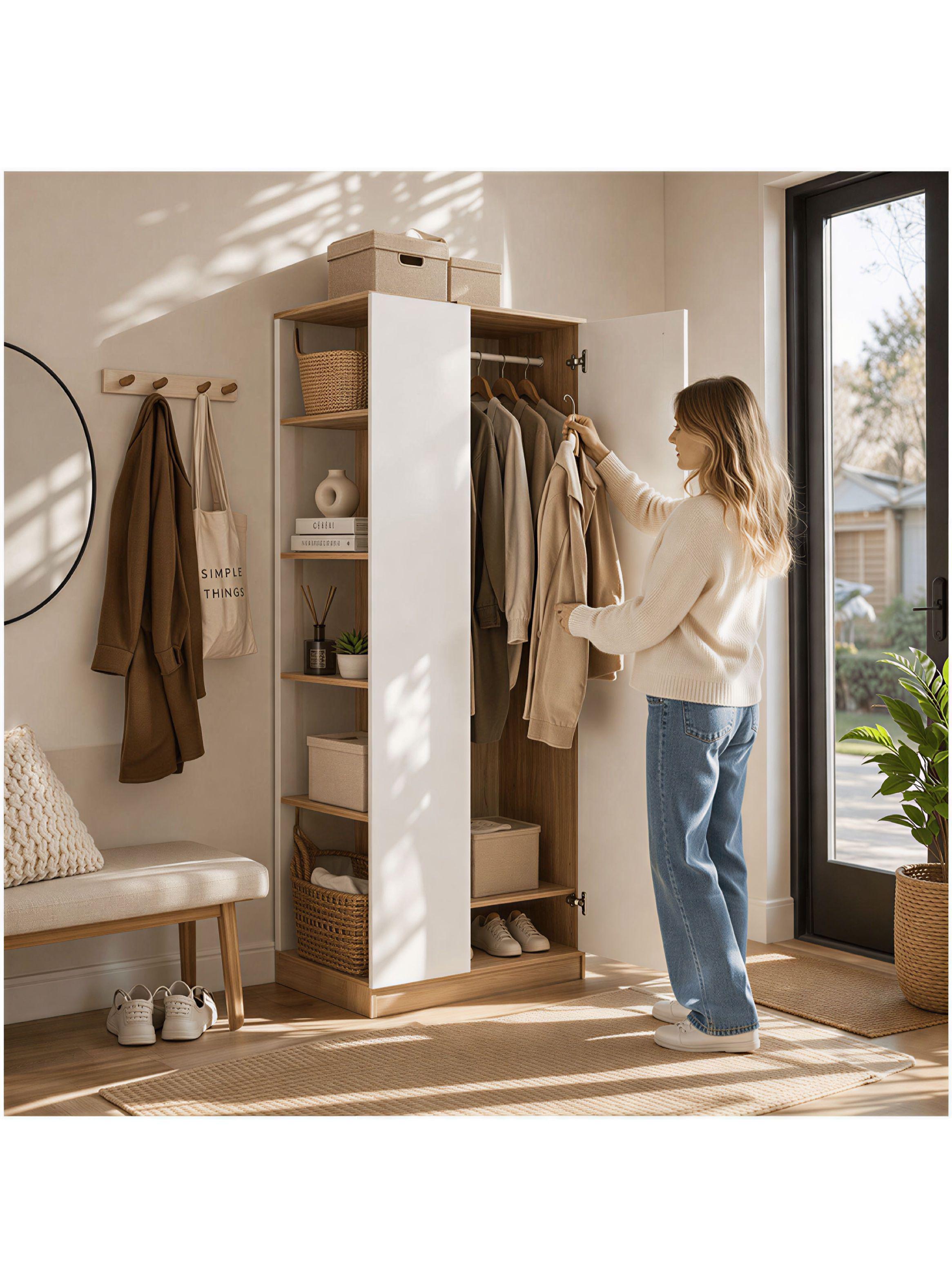 Closet Esquinero Armario Estante Organizador De Ropa-5
