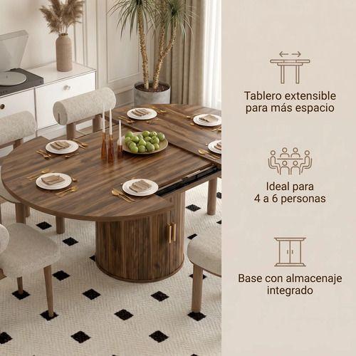 Mesa Comedor France Extendible 110-150cm Con Almacenamiento Tapa Marrón Marrón Oscuro-4