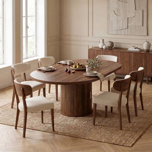 Mesa Comedor France Extendible 110-150cm Con Almacenamiento Tapa Marrón Marrón Oscuro-5
