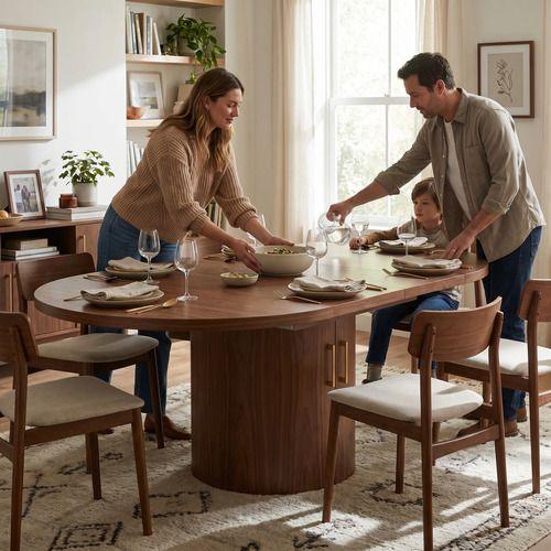 Mesa Comedor France Extendible 110-150cm Con Almacenamiento Tapa Marrón Marrón Oscuro-7