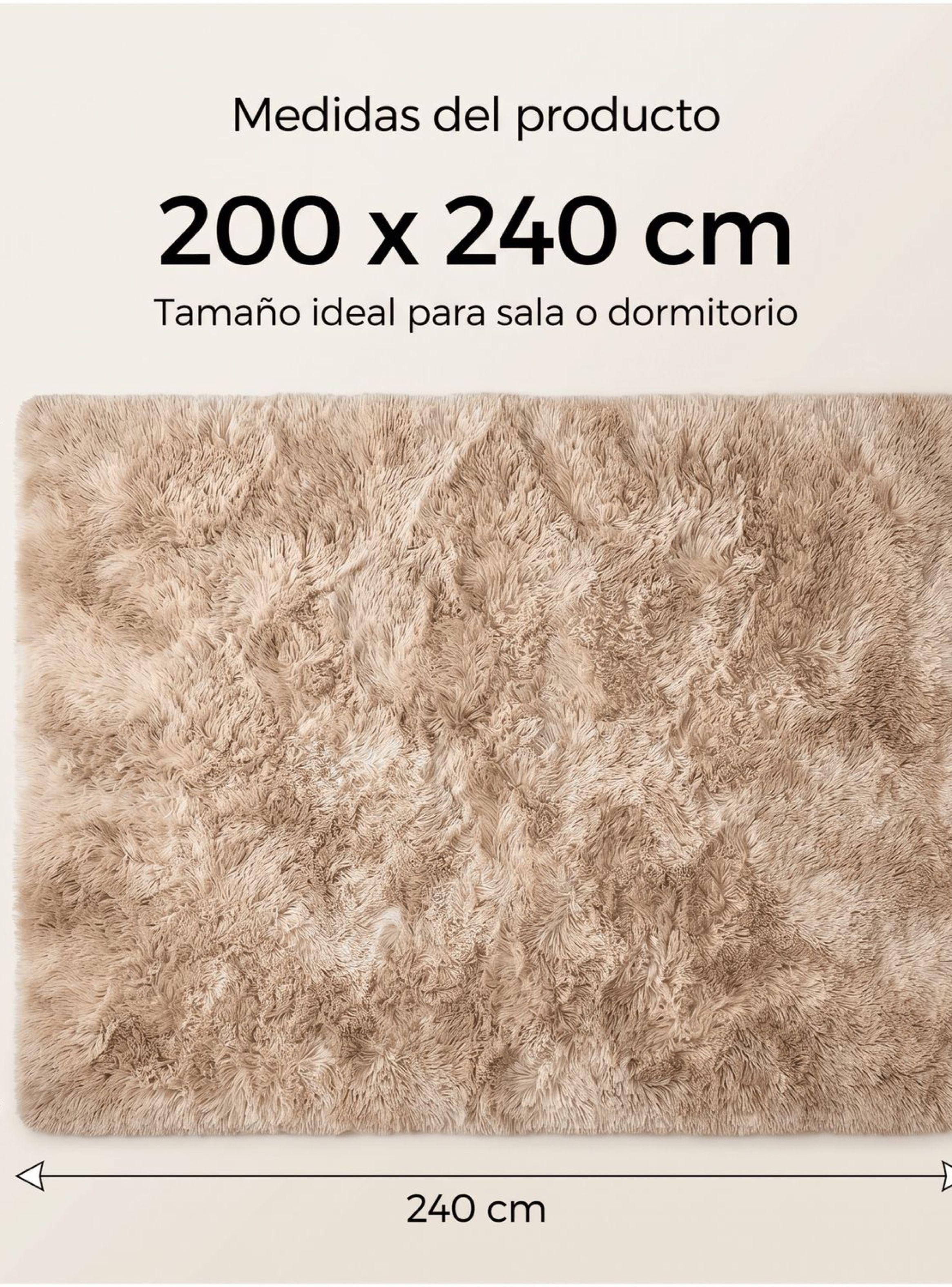 Alfombra 200x240cm Peluda Super Suave para living bajada de cama 200*240cm caqui-3