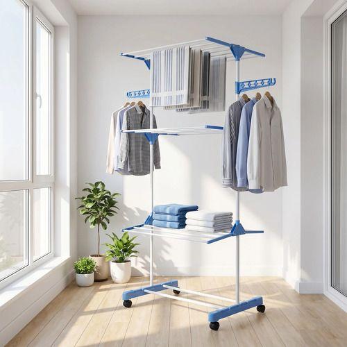 Tendedero Ropa Colgador Pechero Plegable 3 Niveles Azul-4