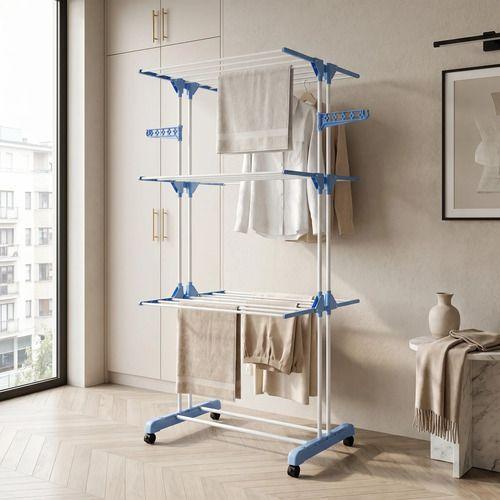Tendedero Ropa Colgador Pechero Plegable 3 Niveles Azul-5