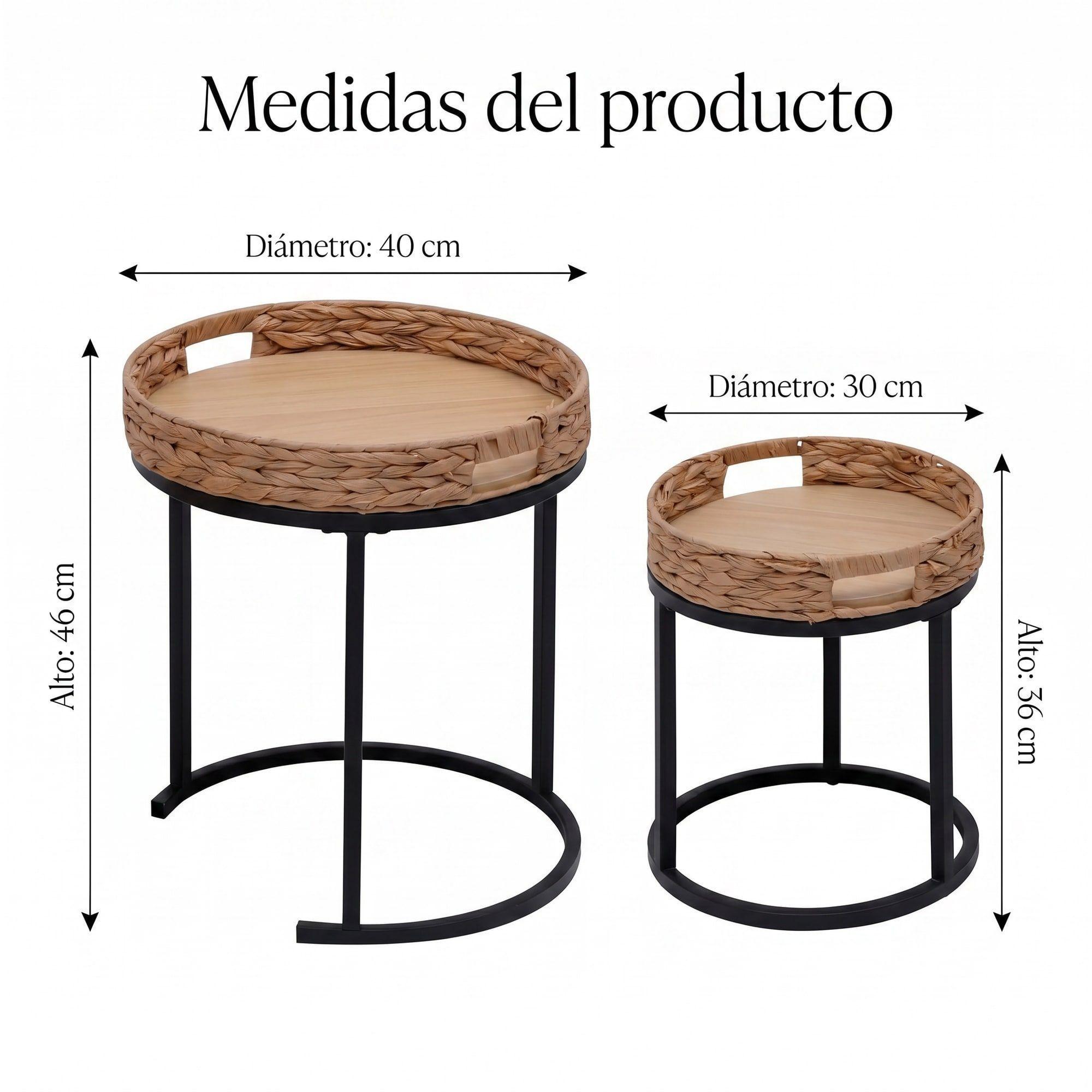Juego Mesa De Centro Lateral Living Doble Tejido Marrón-2