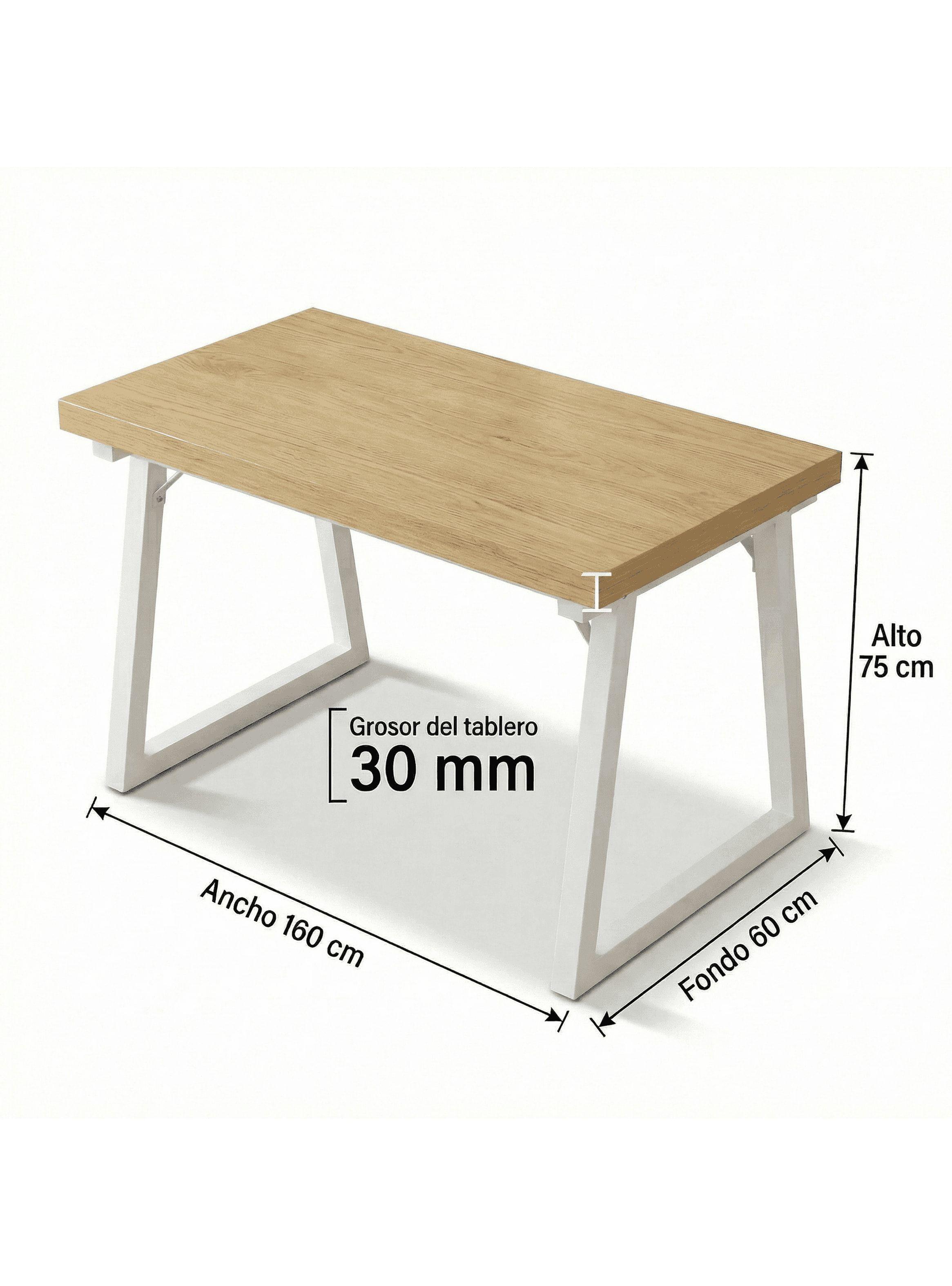 Escritorio Pata Metal Oficina 160x60x75cm Gruesa 30mm Marrón Claro-5