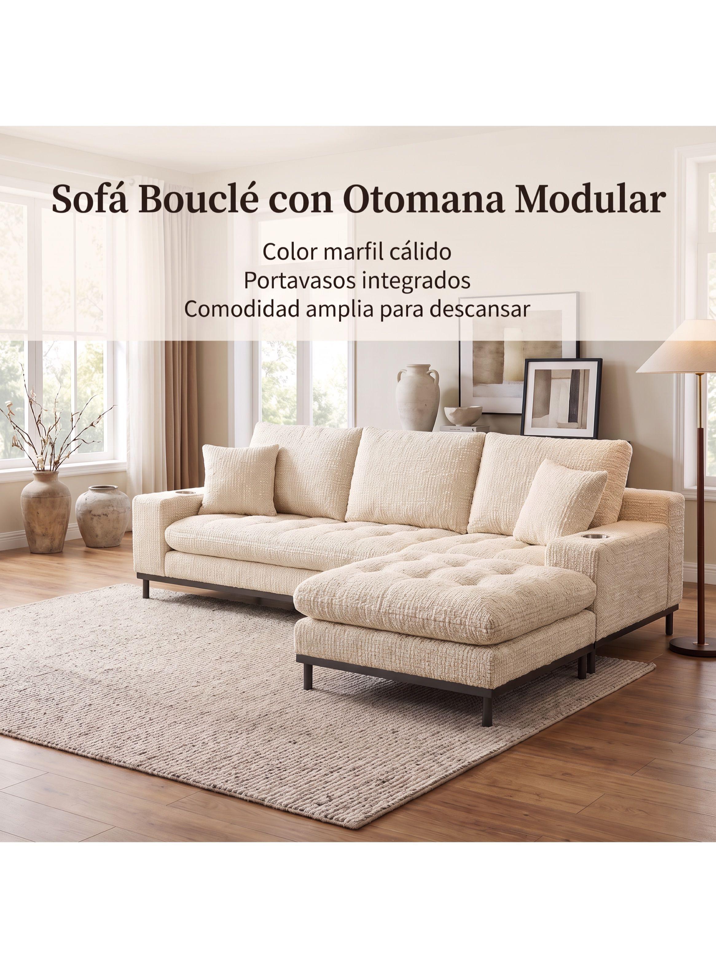 Sofá Seccional Camille 3 Cuerpos Otomana Y Portavasos 280 Cm-7