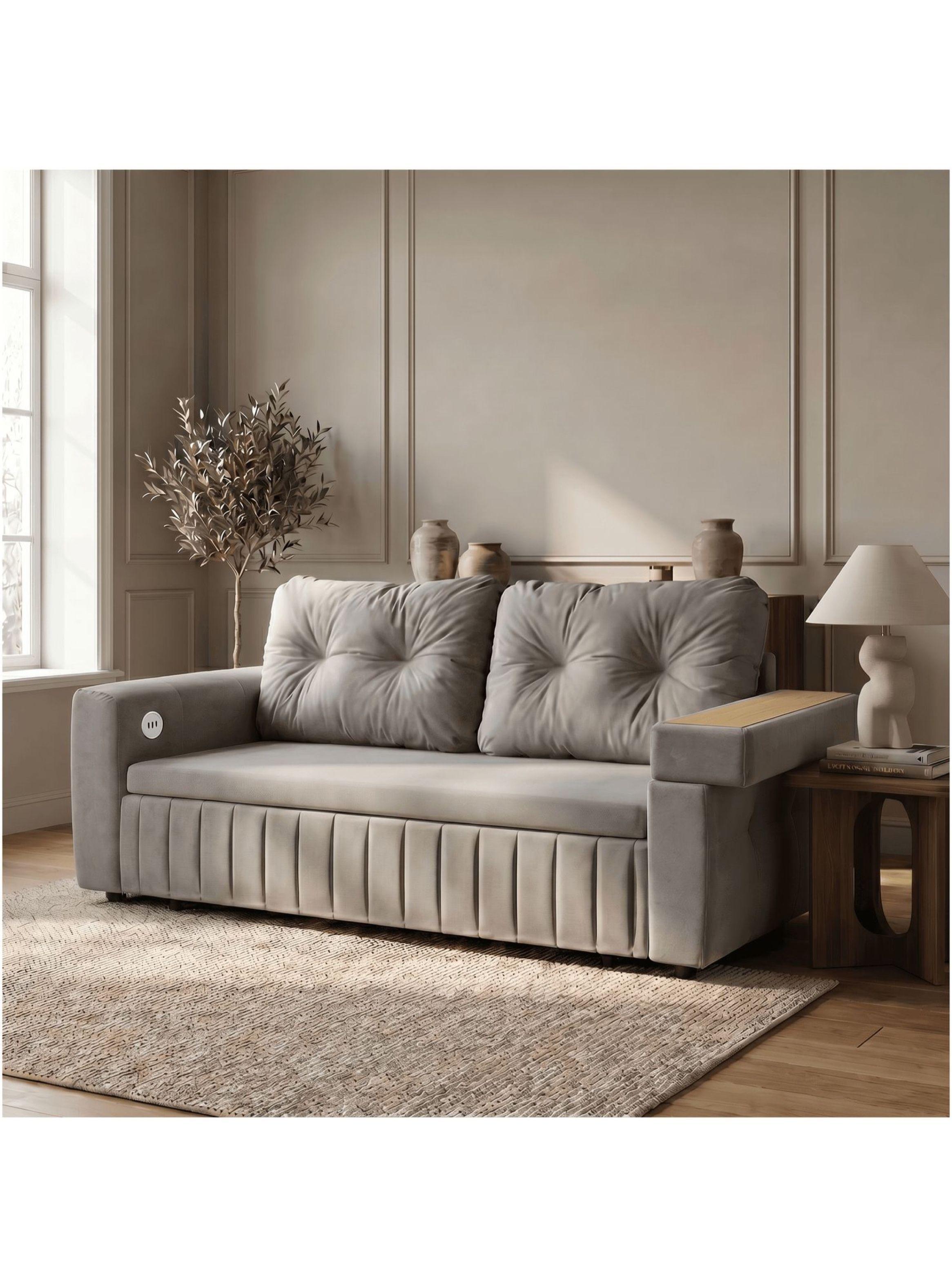 Sofa Cama 3 Cuerpo Alcenamiento Cama 2 Plazas Con Cargador-1