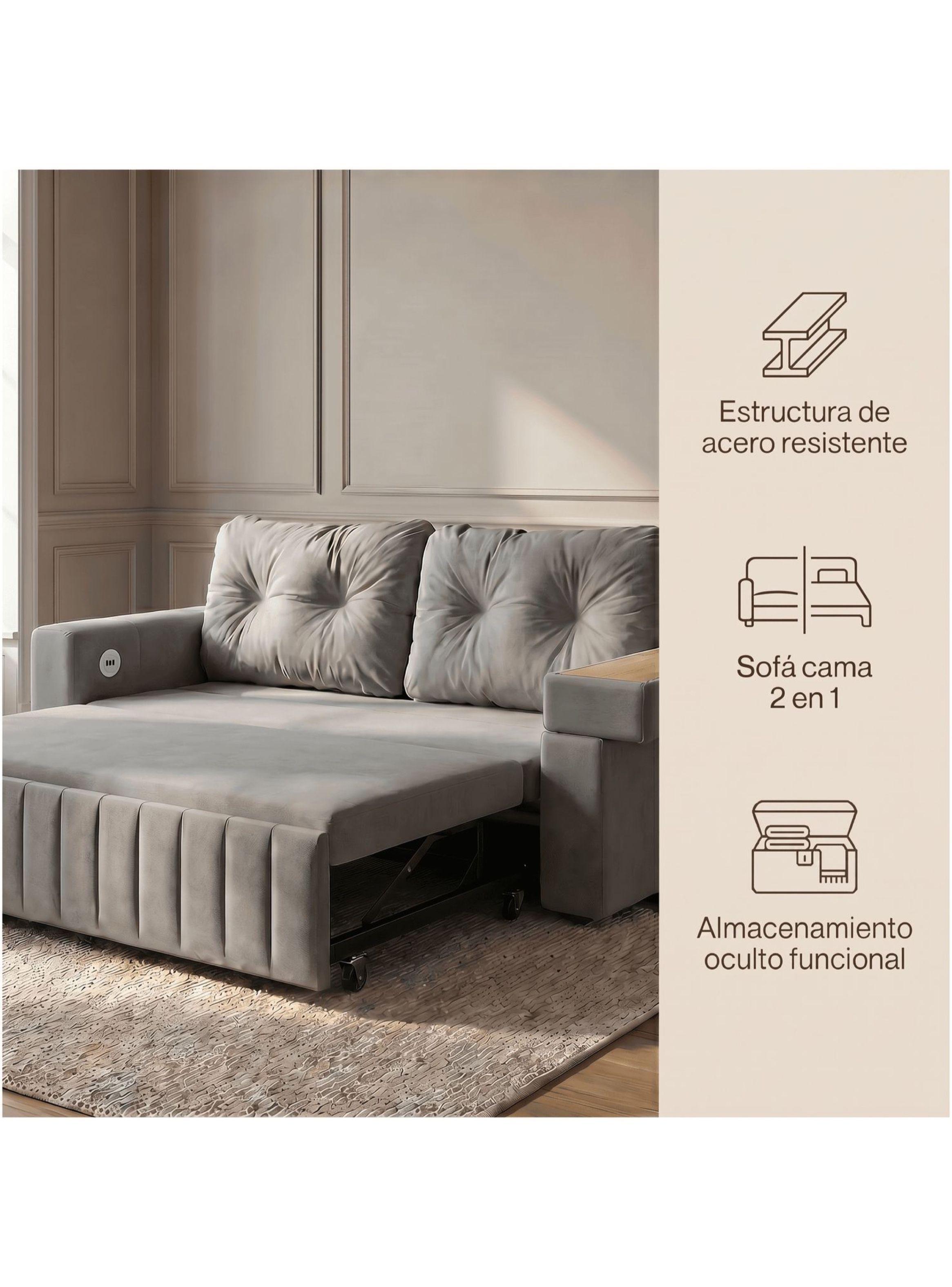 Sofa Cama 3 Cuerpo Alcenamiento Cama 2 Plazas Con Cargador-2