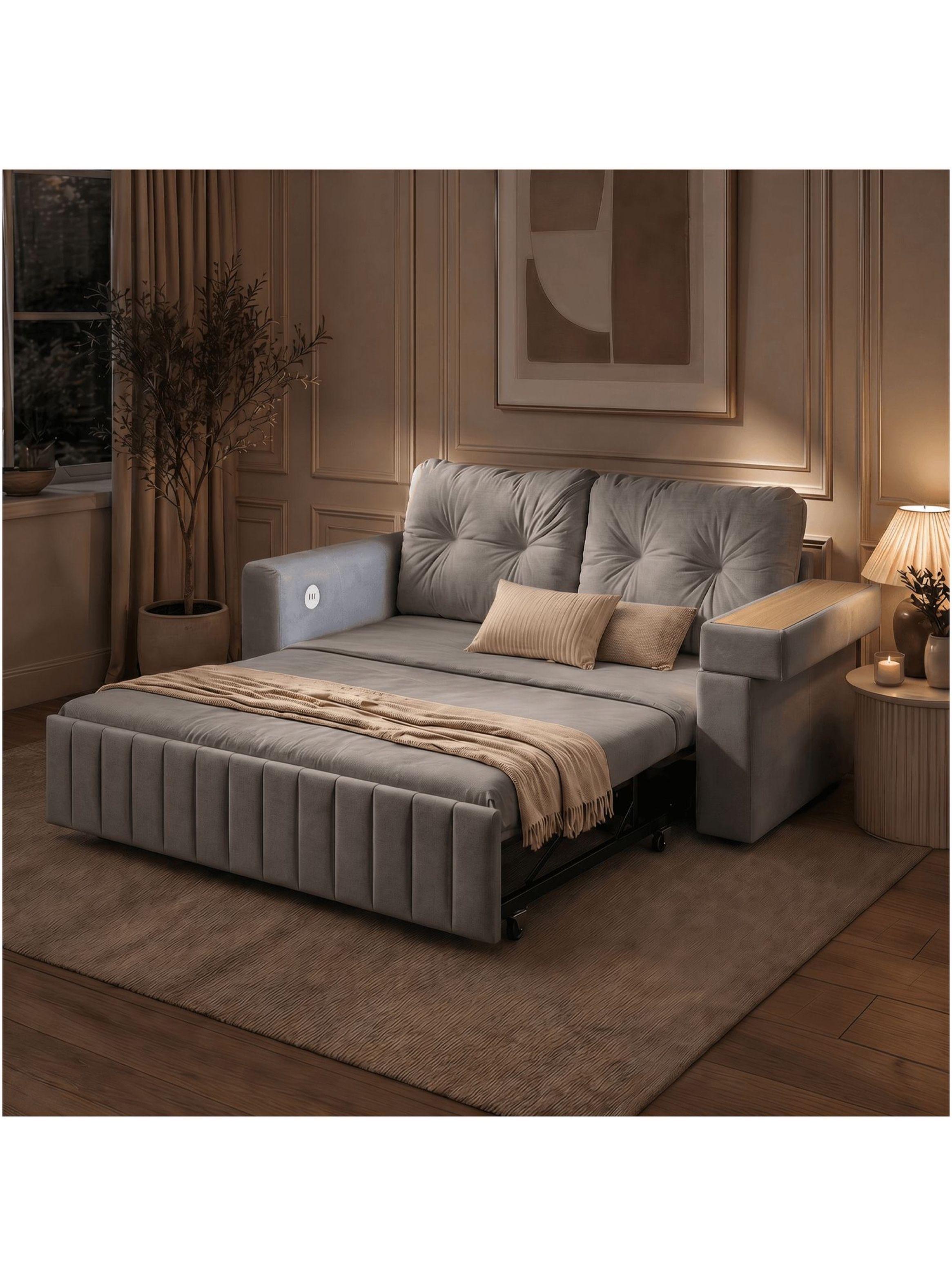 Sofa Cama 3 Cuerpo Alcenamiento Cama 2 Plazas Con Cargador-6