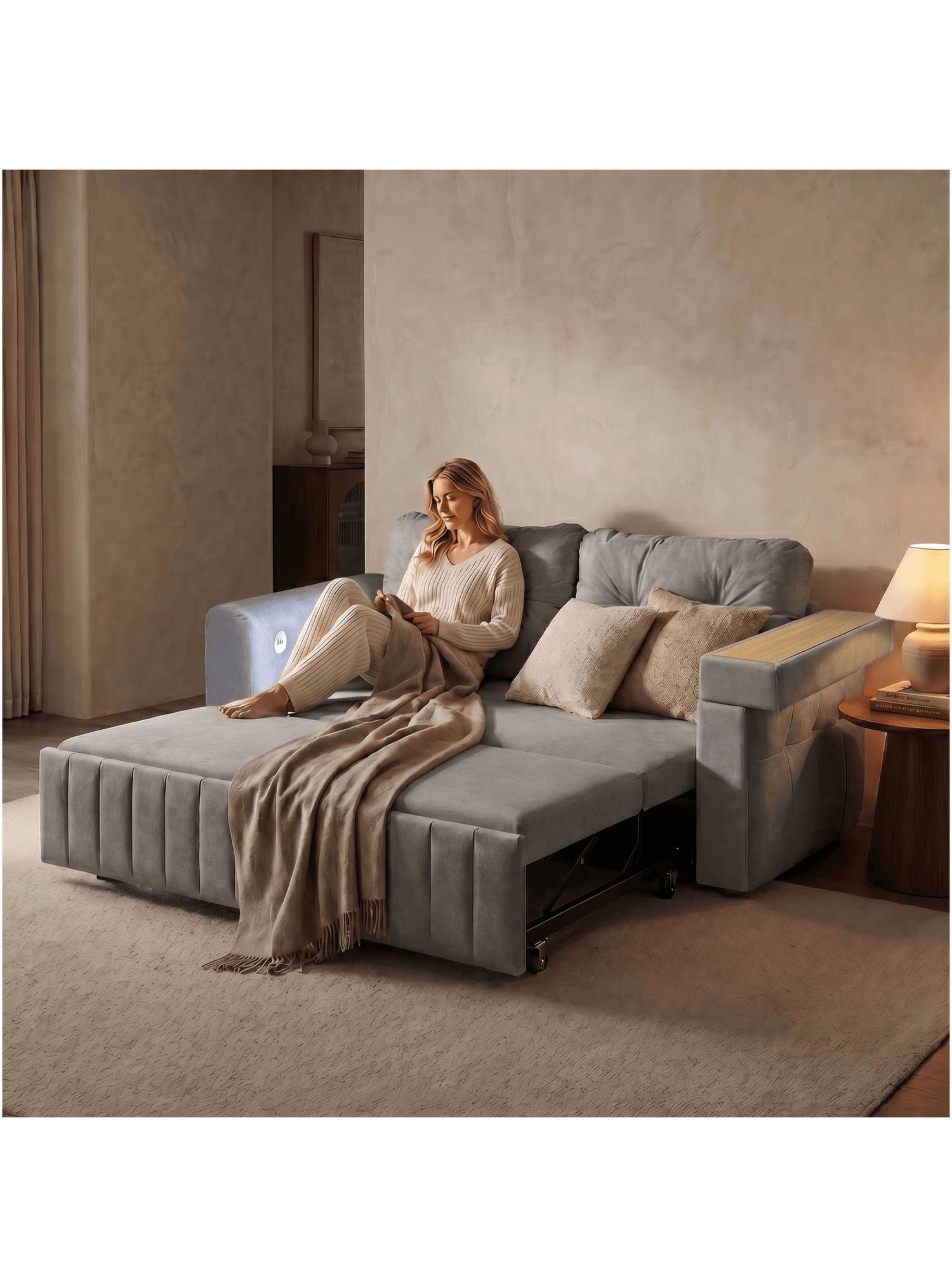 Sofa Cama 3 Cuerpo Alcenamiento Cama 2 Plazas Con Cargador-7