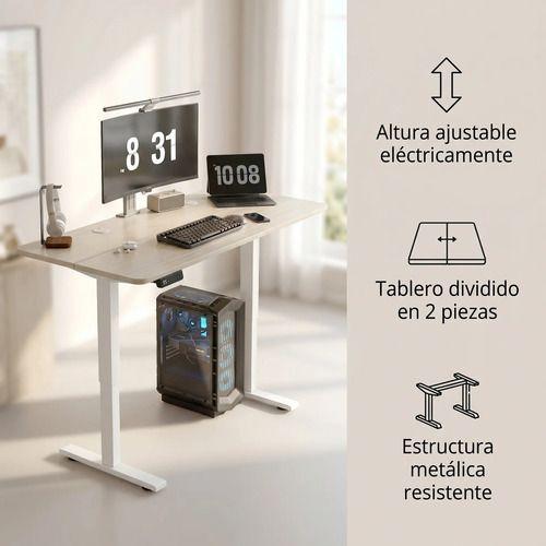 Escritorio Altura Ajustable Eléctrico 120cm Profesional Marrón Claro-1
