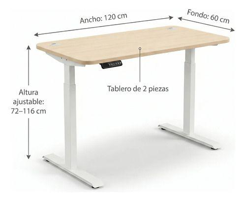 Escritorio Altura Ajustable Eléctrico 120cm Profesional Marrón Claro-2