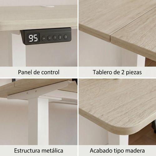 Escritorio Altura Ajustable Eléctrico 120cm Profesional Marrón Claro-3