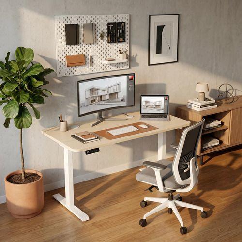Escritorio Altura Ajustable Eléctrico 120cm Profesional Marrón Claro-4