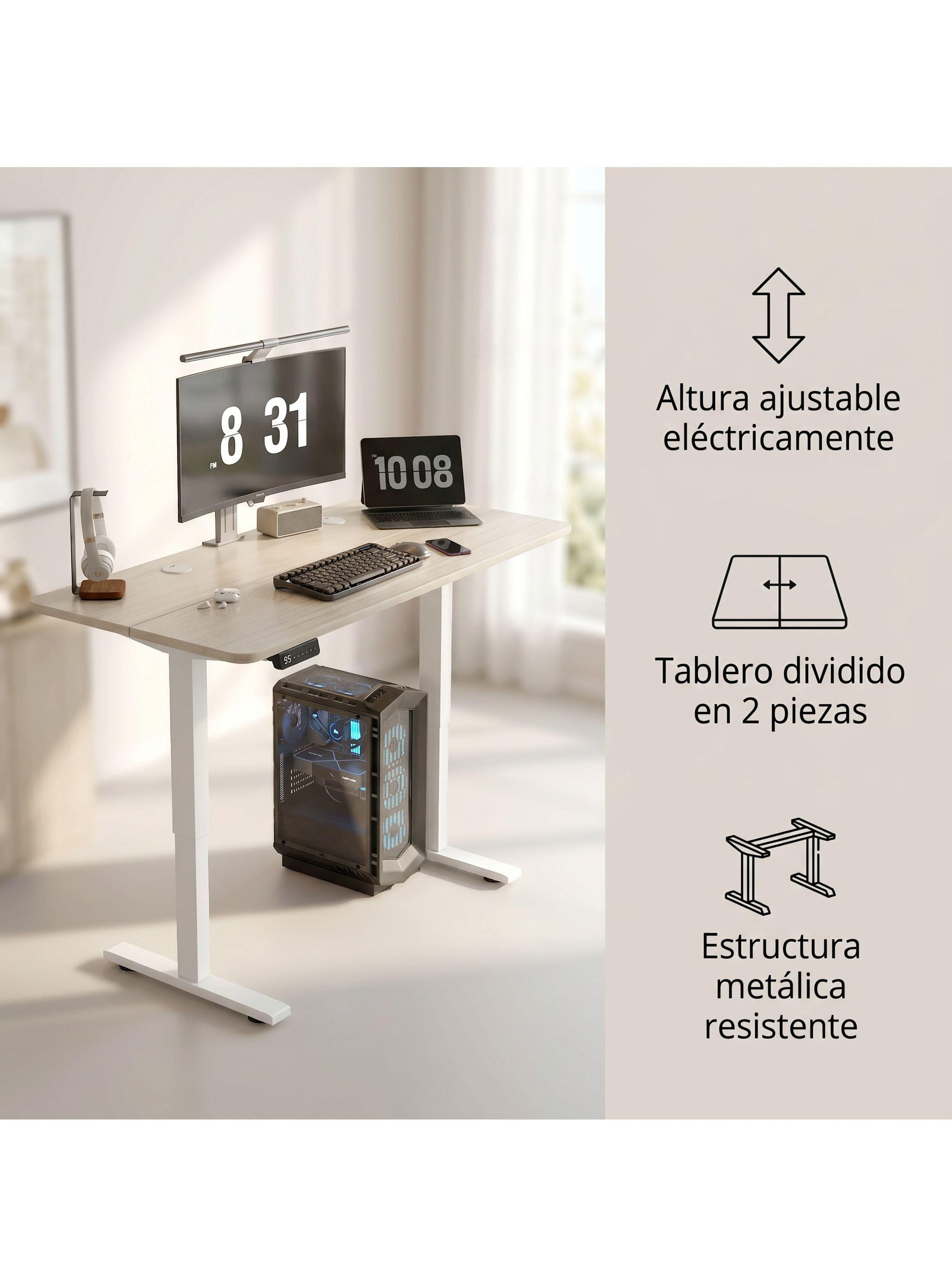 Escritorio Altura Ajustable Eléctrico 120cm Profesional Marrón Claro-1