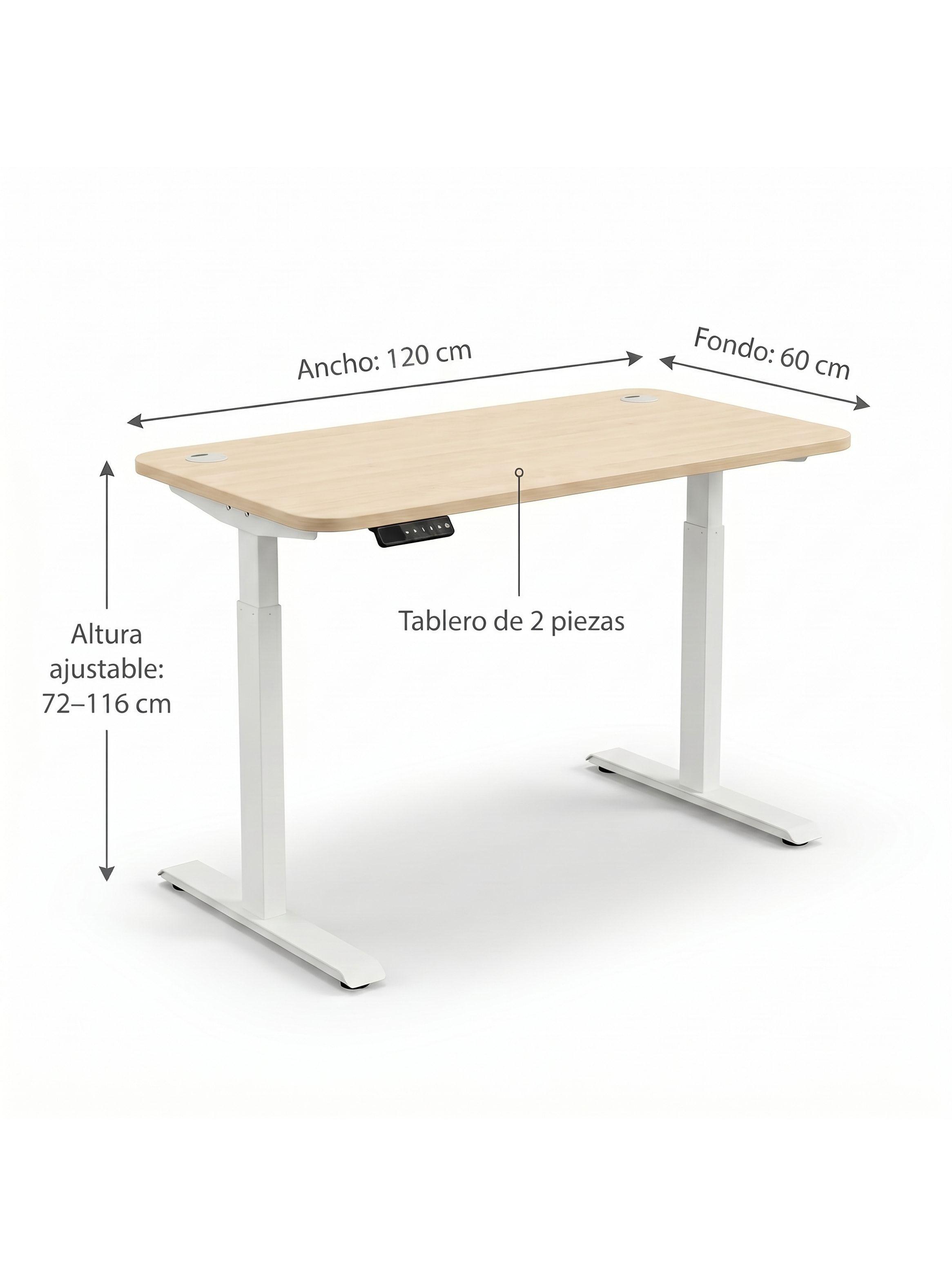 Escritorio Altura Ajustable Eléctrico 120cm Profesional Marrón Claro-2