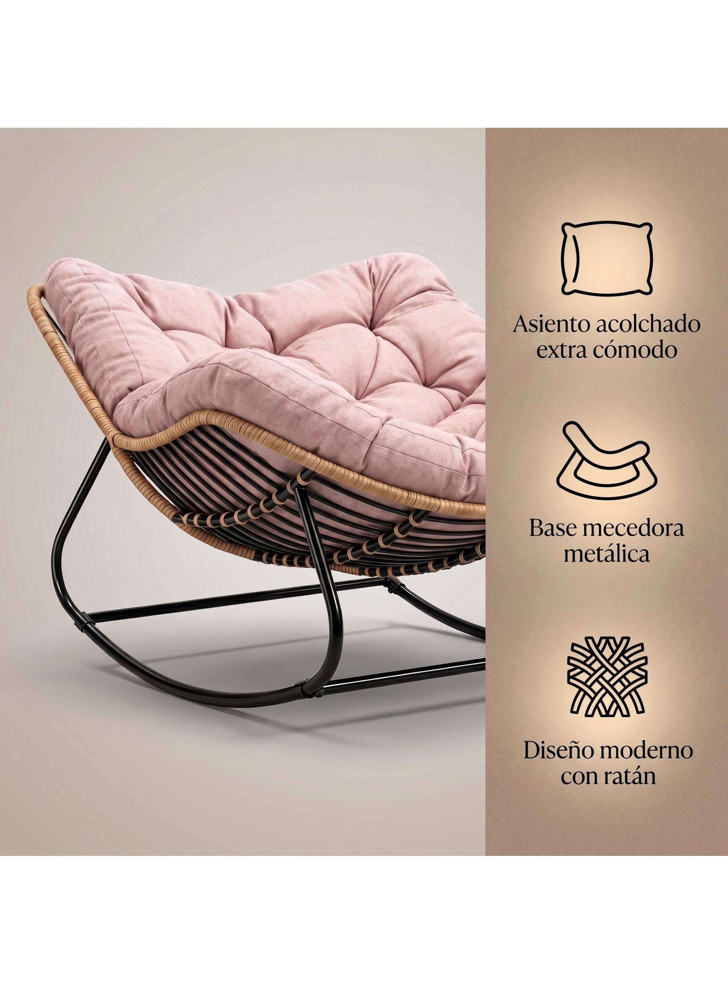 Sillon Mecedor Silla Mecedora Sitial Moderna Talla Xl Rosa Liso-1