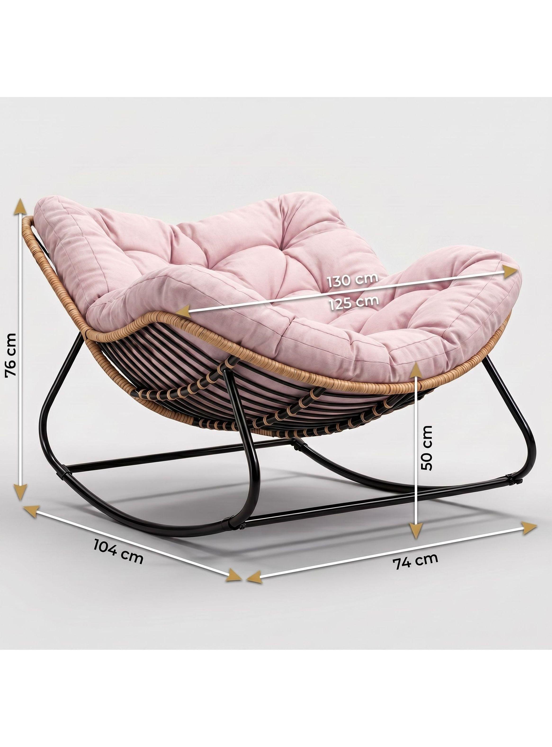 Sillon Mecedor Silla Mecedora Sitial Moderna Talla Xl Rosa Liso-2