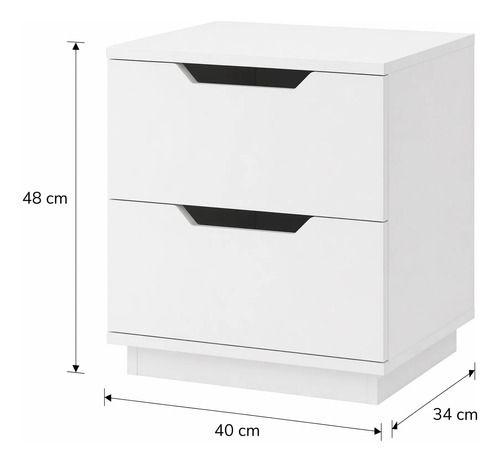 Velador 2 Niveles Con 2 Cajones Homer Design 40*34*48 Mate Blanco-2