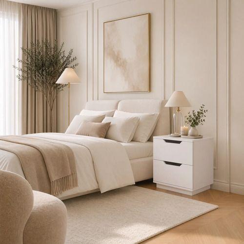 Velador 2 Niveles Con 2 Cajones Homer Design 40*34*48 Mate Blanco-4