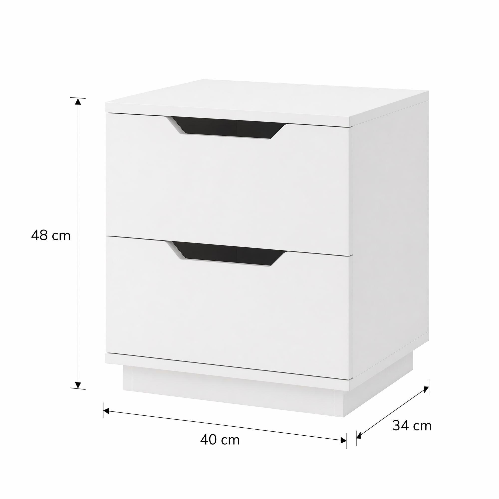 Velador 2 Niveles Con 2 Cajones Homer Design 40*34*48 Mate Blanco-2