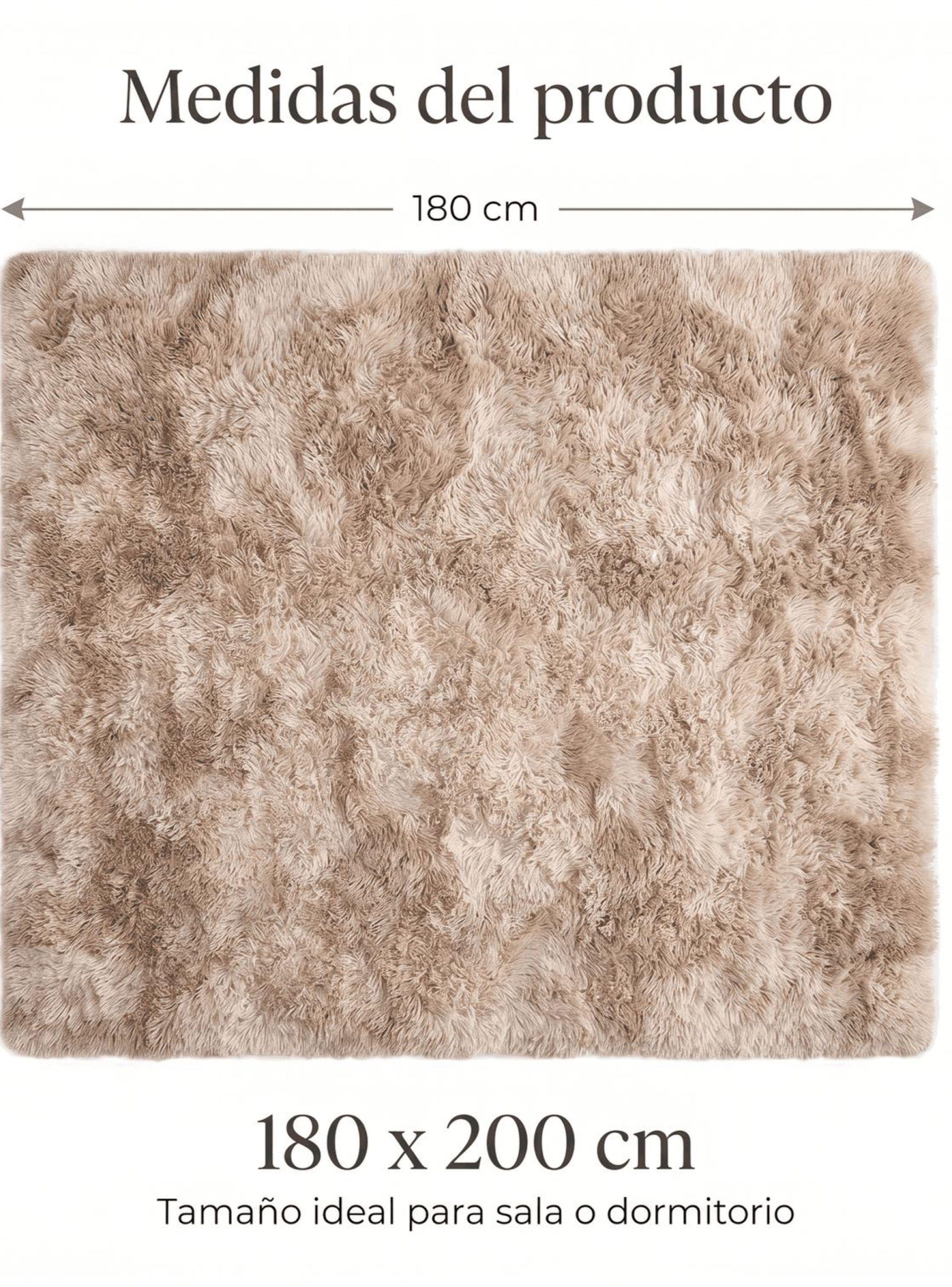 Alfombra 180x200cm Peluda Super Suave para living bajada de cama 180*200cm caqui-2