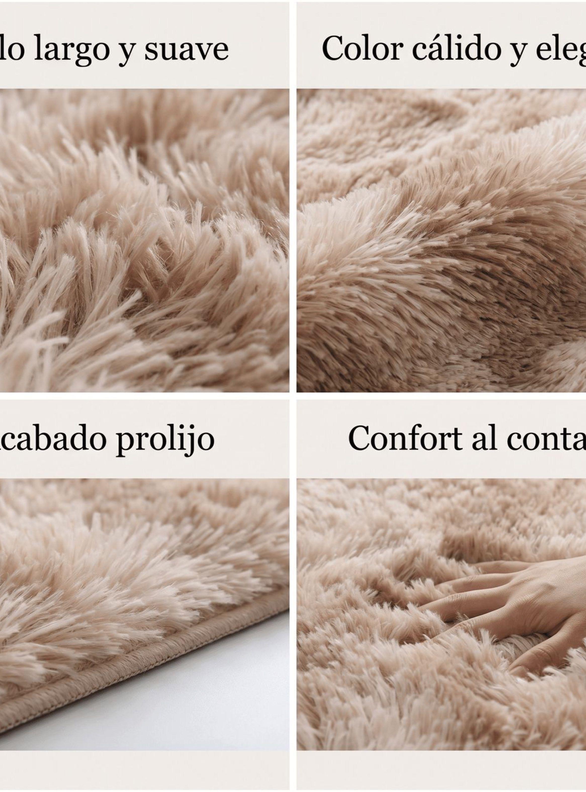 Alfombra 180x200cm Peluda Super Suave para living bajada de cama 180*200cm caqui-3