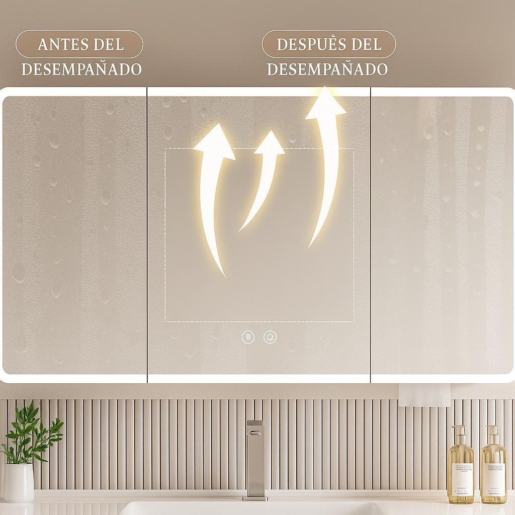 Botiquin Baño Inteligente Con Espejo Luz Antiempañamiento C Blanco-6