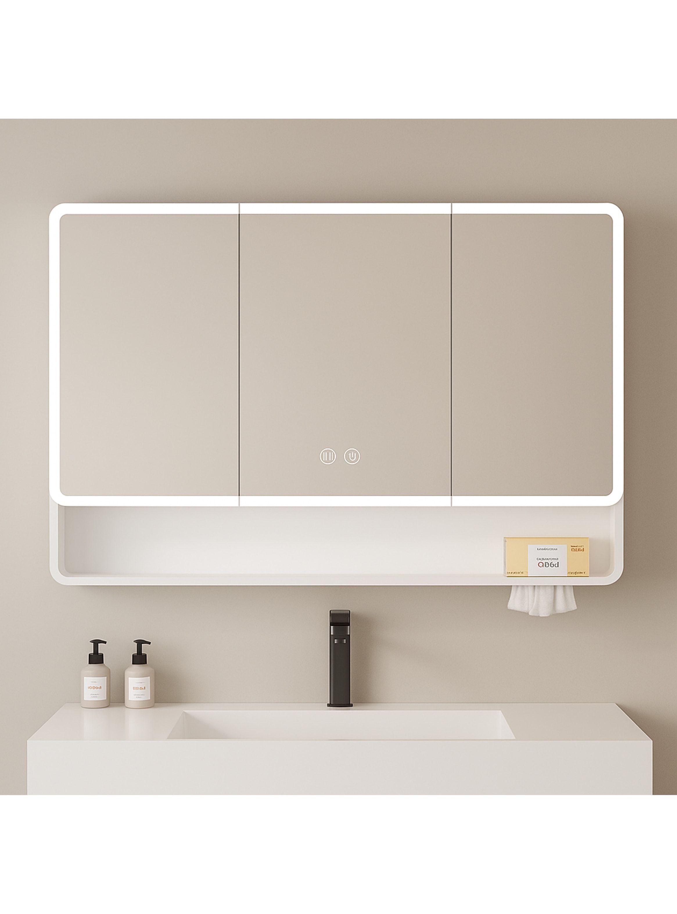 Botiquin Baño Inteligente Con Espejo Luz Antiempañamiento C Blanco-0