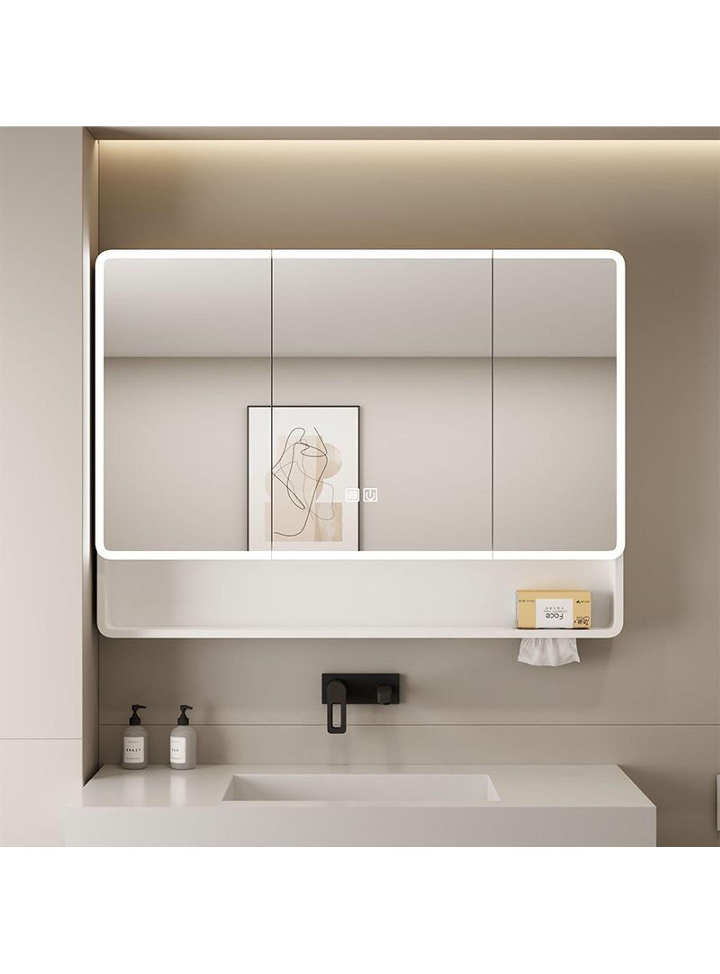 Botiquin Baño Inteligente Con Espejo Luz Antiempañamiento C Blanco-1